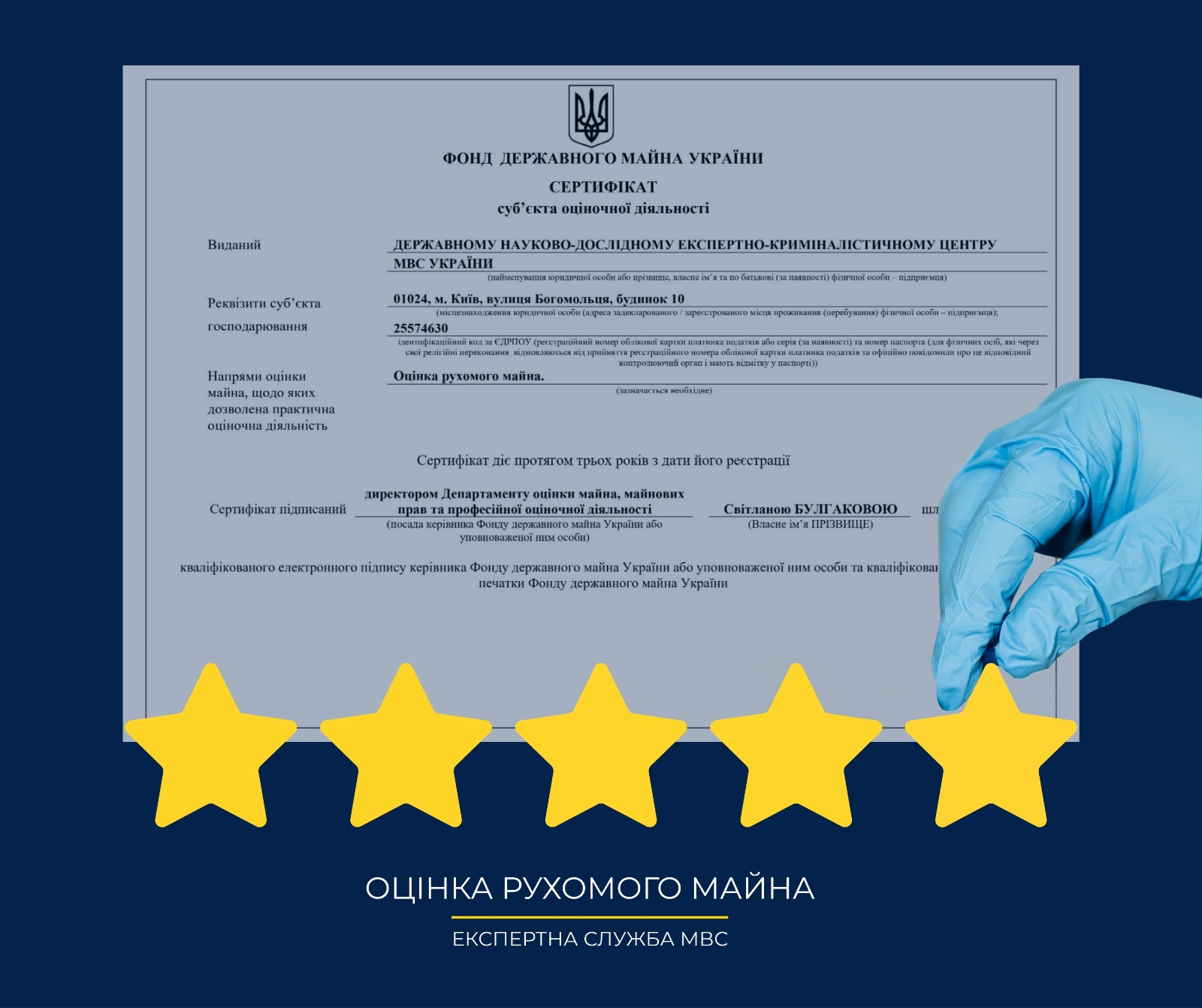 Установи Експертної служби МВС (ДНДЕКЦ МВС та НДЕКЦ МВС) здійснюють оцінку рухомого майна