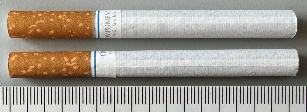 alt="Дослідження тютюнових виробів (пачок сигарет та сигарет, які містяться в них)"